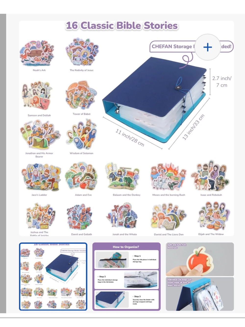 CHEFAN Felt binder board Bible Stories Set